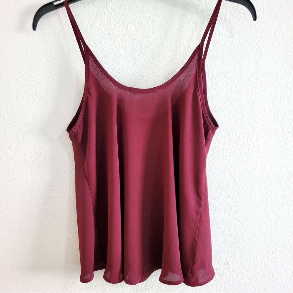 Lush • Maroon Flowy Chiffon Tank Top - Picture 2 of 5